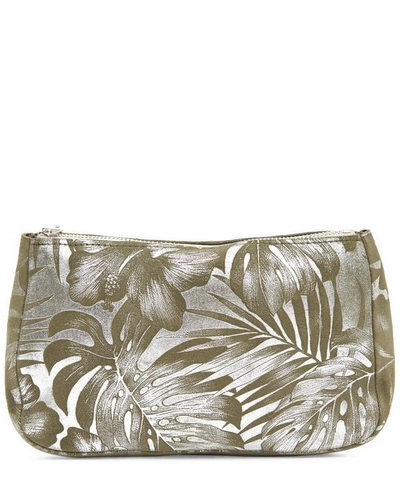 Shop Tracey Tanner Palm Fatty Large Suede Pouch In Palm Leaf