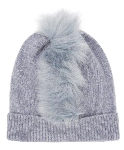 Shop Charlotte Simone Mo Mohawk Faux Fur Cashmere Beanie Hat In Denim Blue