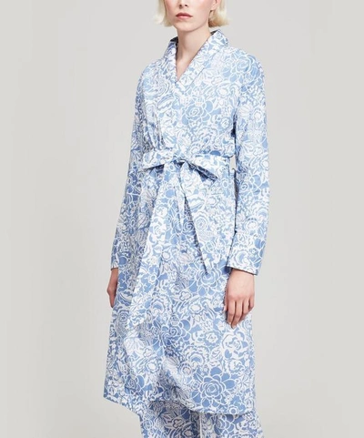 Shop Liberty London Mono Gatsby Tana Lawn Cotton Long Robe In Blue