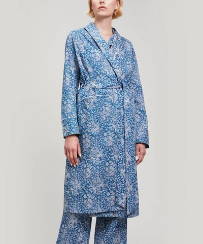 Shop Liberty London Whispering Stars Tana Lawn Cotton Long Robe In Blue