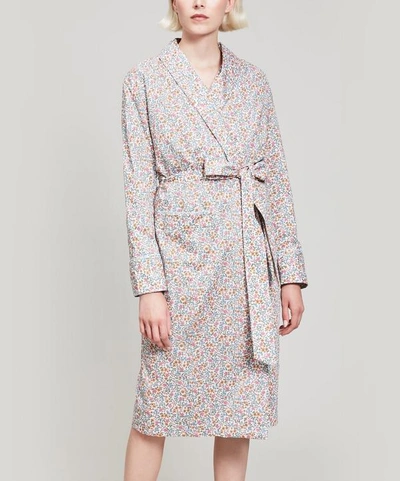 Shop Liberty London Emilias Bloom Tana Lawn Cotton Long Robe In Cream