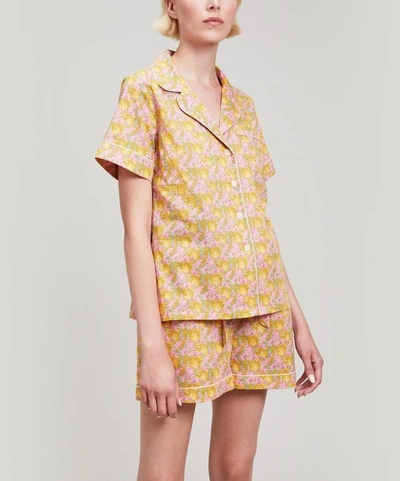 Shop Liberty London Clementina Tana Lawn Cotton Short Pyjama Set In Yellow