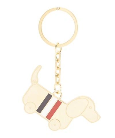 Shop Thom Browne Hector Keychain In Gold