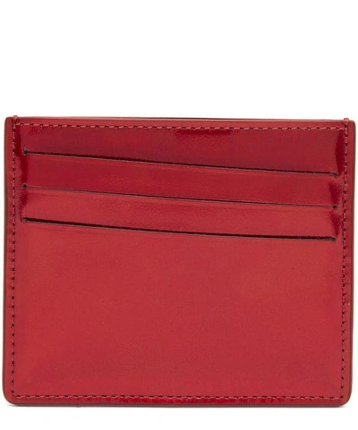 Shop Maison Margiela Metallic Leather Card Holder In Red