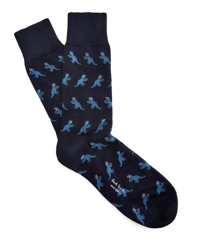 Shop Paul Smith Dino Printed Socks In Navy