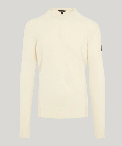 Shop Belstaff Southview Wool And Cashmere Knit Sweater In Natural White