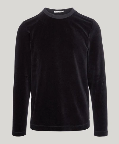 Shop Our Legacy Velour Long-sleeved T-shirt In Navy
