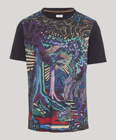 Shop Paul Smith Psychedelic Front Print T-shirt In Navy / Multi