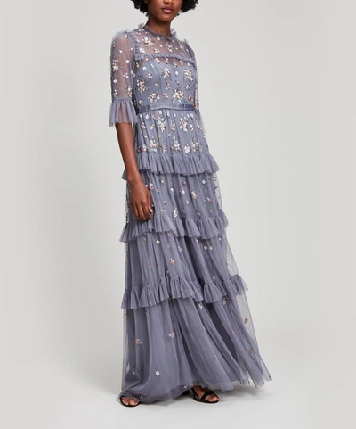 Shop Needle & Thread Lustre Butterfly Maxi Gown In Blue