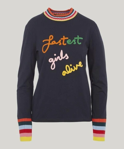 Shop Mira Mikati Fastest Girls Alive Sweatshirt In Navy