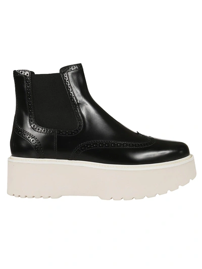 Shop Hogan Chelsea Ankle Boots In Black/white