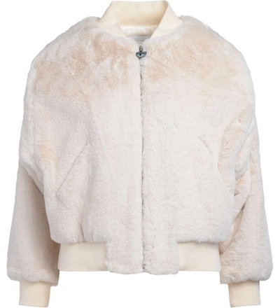 Shop Chiara Ferragni White Eco Fur Bomber In Bianco