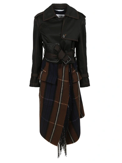 Shop Loewe Belted Trench Coat In Black
