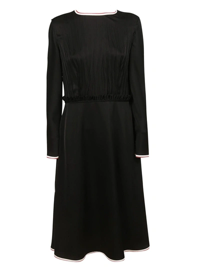 Shop Loewe Contrast-trim Flared Midi Dress In Black