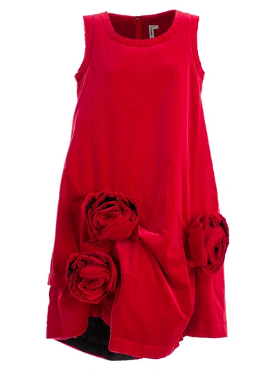 Shop Comme Des Garçons Corsage Flared Shift Dress In Red