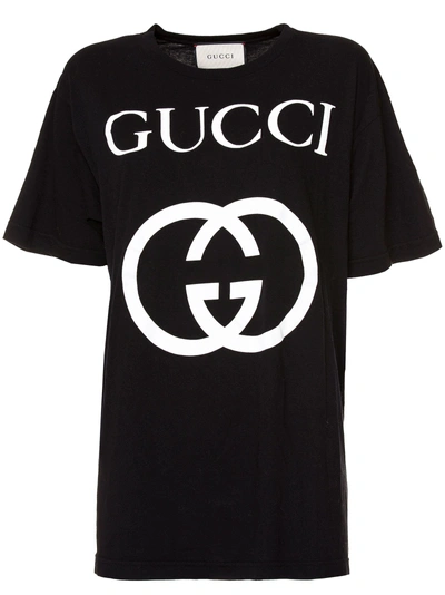 Shop Gucci Logo Short Sleeved T-shirt In Nero