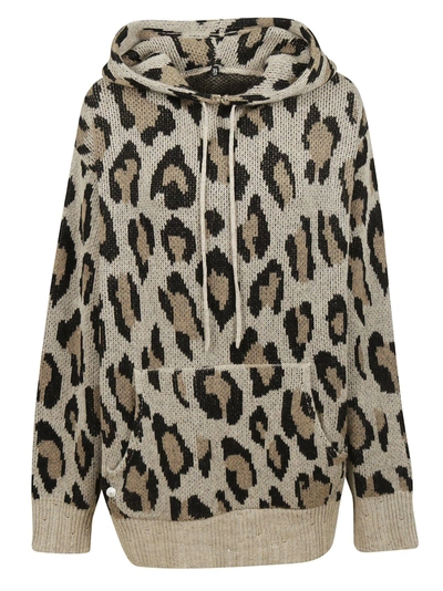 Shop R13 Leopard Print Knitted Hoodie