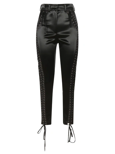 Shop Dolce & Gabbana Lace-up Detail Trousers In Black