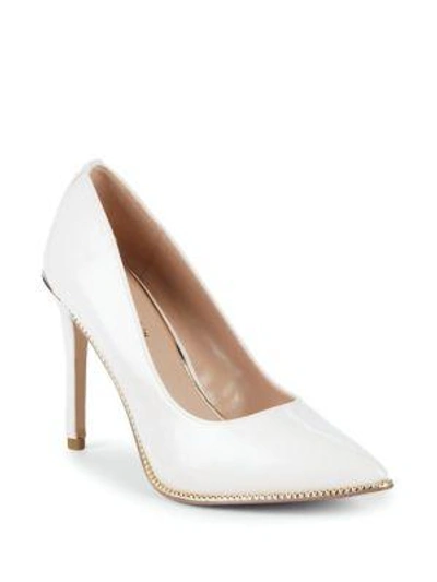 Shop Bcbgeneration Harleigh Embellished Leather Pumps In Chalk