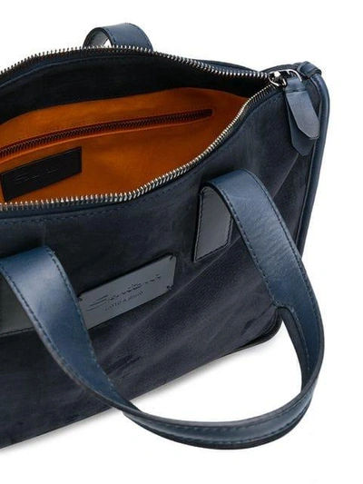 Shop Santoni Top Zip Tote In Blue