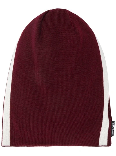 Shop Golden Goose Deluxe Brand Side Stripe Beanie - Red