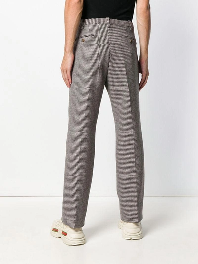 Shop Gucci Woven Tailored Trousers - Brown