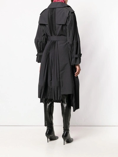 Shop Junya Watanabe Pleated Trench Coat - Black