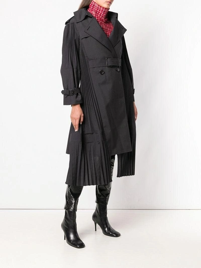 Shop Junya Watanabe Pleated Trench Coat - Black