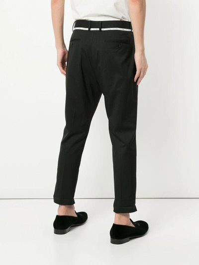 Shop Yoshiokubo Cropped Tailored Trousers - Black
