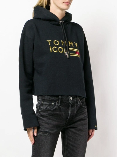 Shop Tommy Hilfiger Embroidered Hoodie - Black