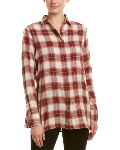 Shop Maje Plaid Woven Shirt In Red