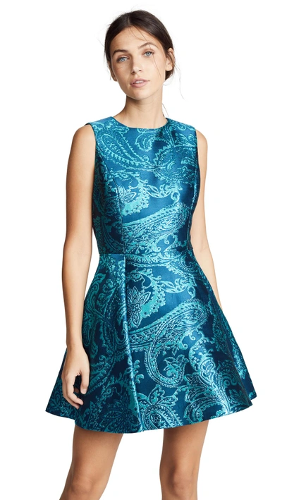 Shop Alice And Olivia Stasia Deep Pleat Party Dress In Peacock