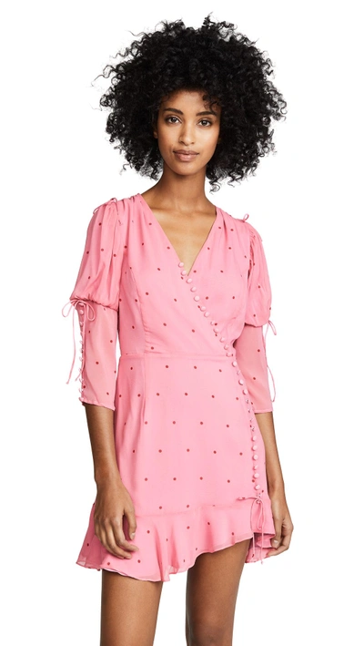 Shop For Love & Lemons Rosie Button Mini Dress In Rose Dot