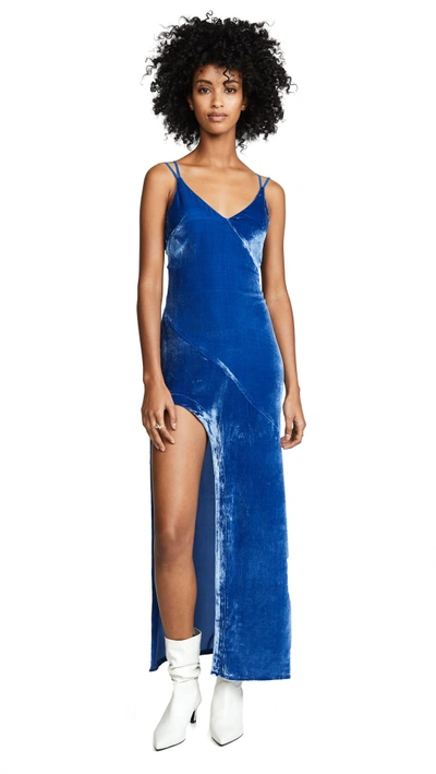 Shop For Love & Lemons Nadine Velvet Maxi Dress In Cobalt