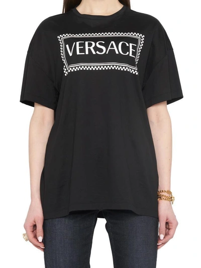 Shop Versace Logo Print T In Black