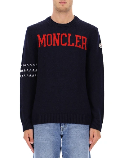 Shop Moncler 1952 Intarsia Sweater In Blue