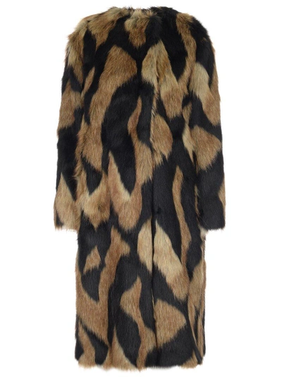 Shop Givenchy Pattern Print Faux Fur Coat In Multi