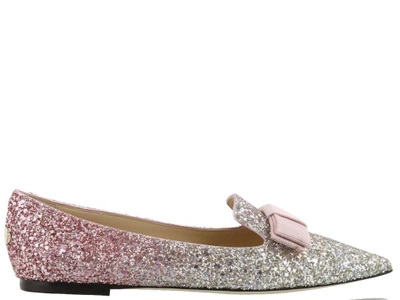 Shop Jimmy Choo Gala Glitter Pointy Flats In Multi