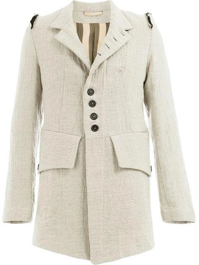 Shop Ann Demeulemeester Deconstructed Shoulder Coat - Grey