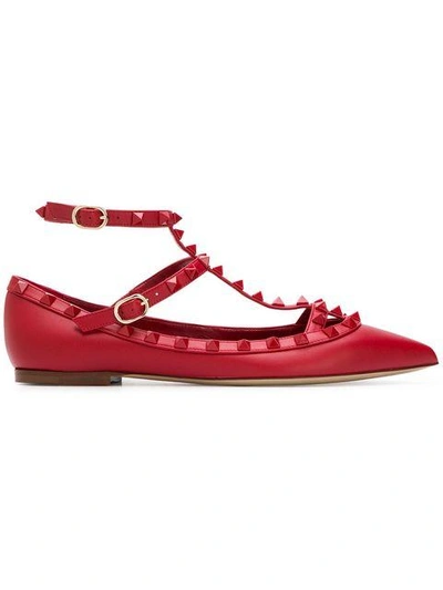 Shop Valentino Garavani Rockstud Ballerinas - Red