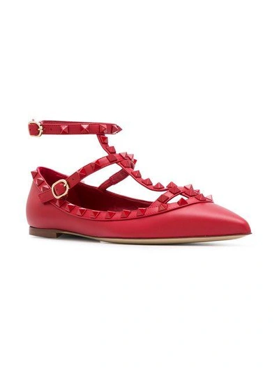 Shop Valentino Garavani Rockstud Ballerinas - Red