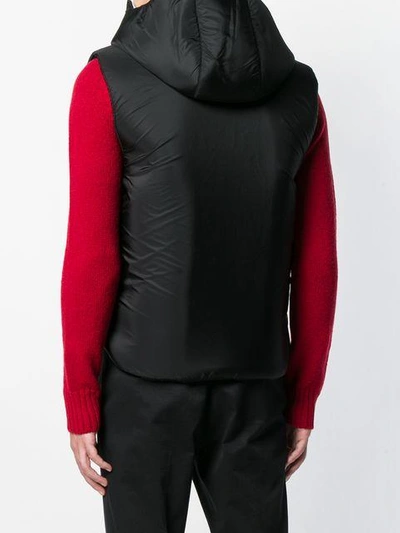 Shop Prada Hooded Zip Gilet In Black