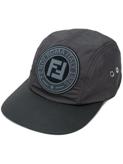 Shop Fendi Logo Patch Baseball Cap - Grey