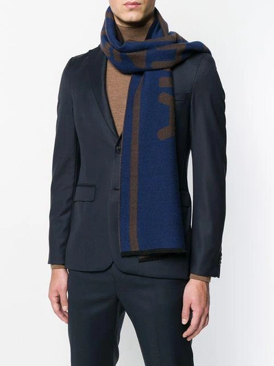 Shop Fendi Logo Jacquard-weave Scarf - Blue