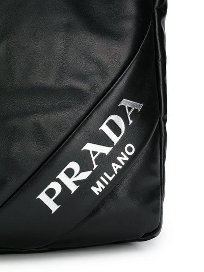 Shop Prada Padded Leather Tote Bag - Black