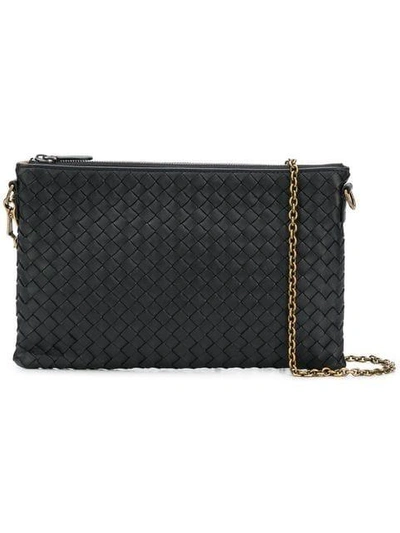 Shop Bottega Veneta Intrecciato Weave Chain Pouch In Black