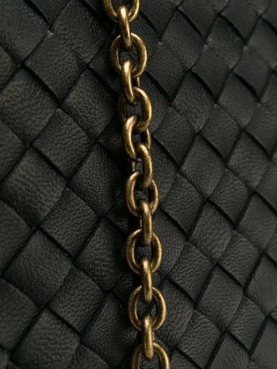 Shop Bottega Veneta Intrecciato Weave Chain Pouch In Black