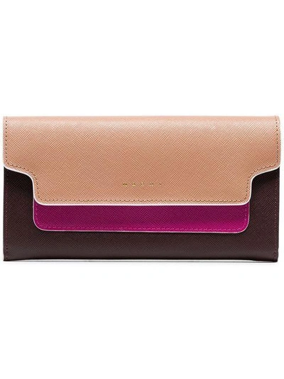 Shop Marni Pink, Fuchsia And Burgundy Trunk Folder Wallet In Brown