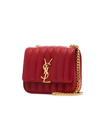 Shop Saint Laurent Red Vicky Small Quilted Leather Bag In 6805 Rouge Eros