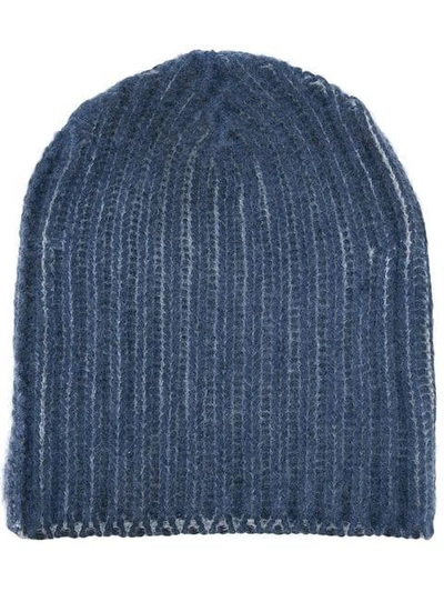 Shop Warm-me Ribbed Knit Beanie - Blue